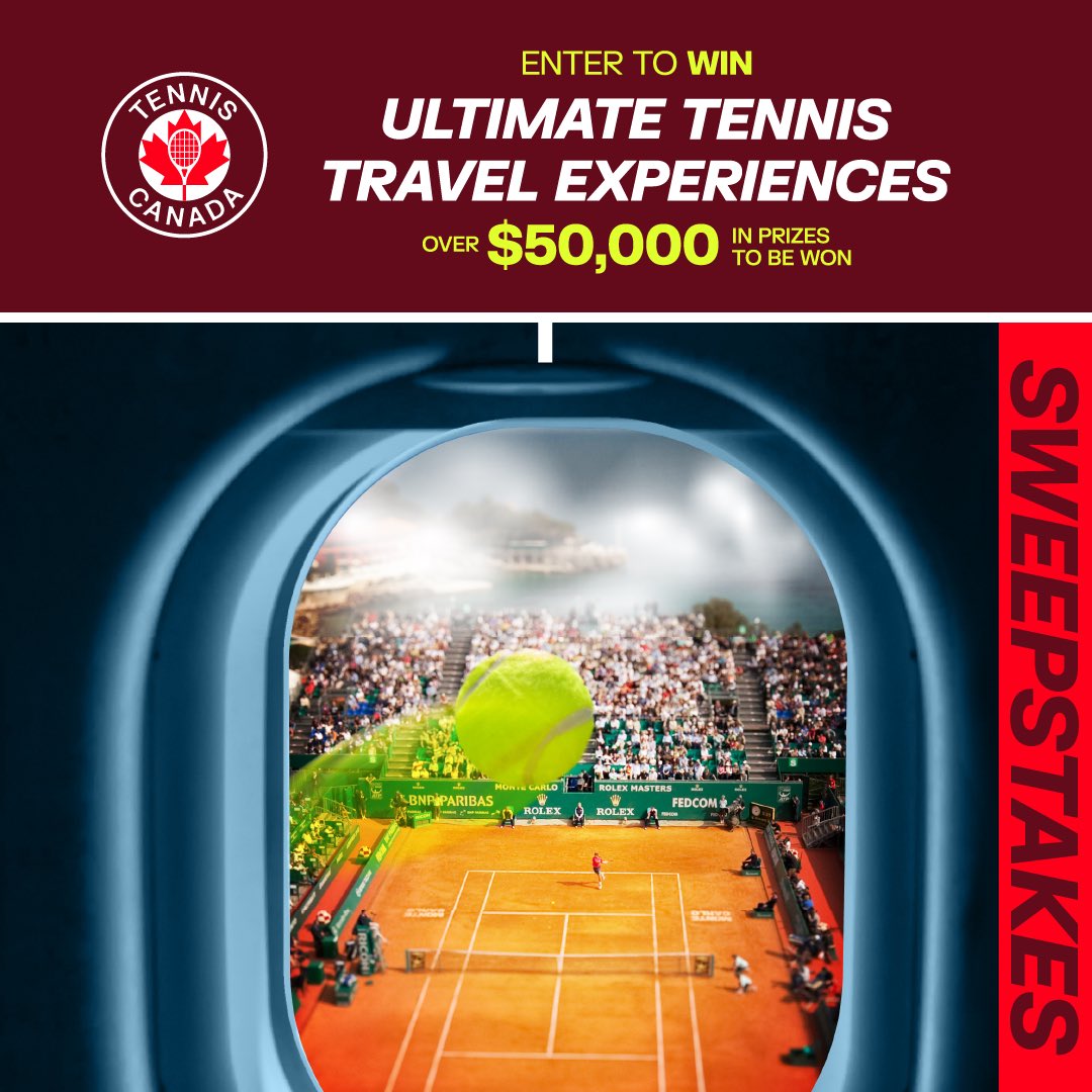 We are serving up an exciting new contest this summer ☀️
Enter the Tennis Canada Sweepstakes for a chance to win over $50,000 in prizes 👉 tenniscanadasweeps.
No purchase necessary, see full contest rules for additional details. In partnership with Tennis Alberta