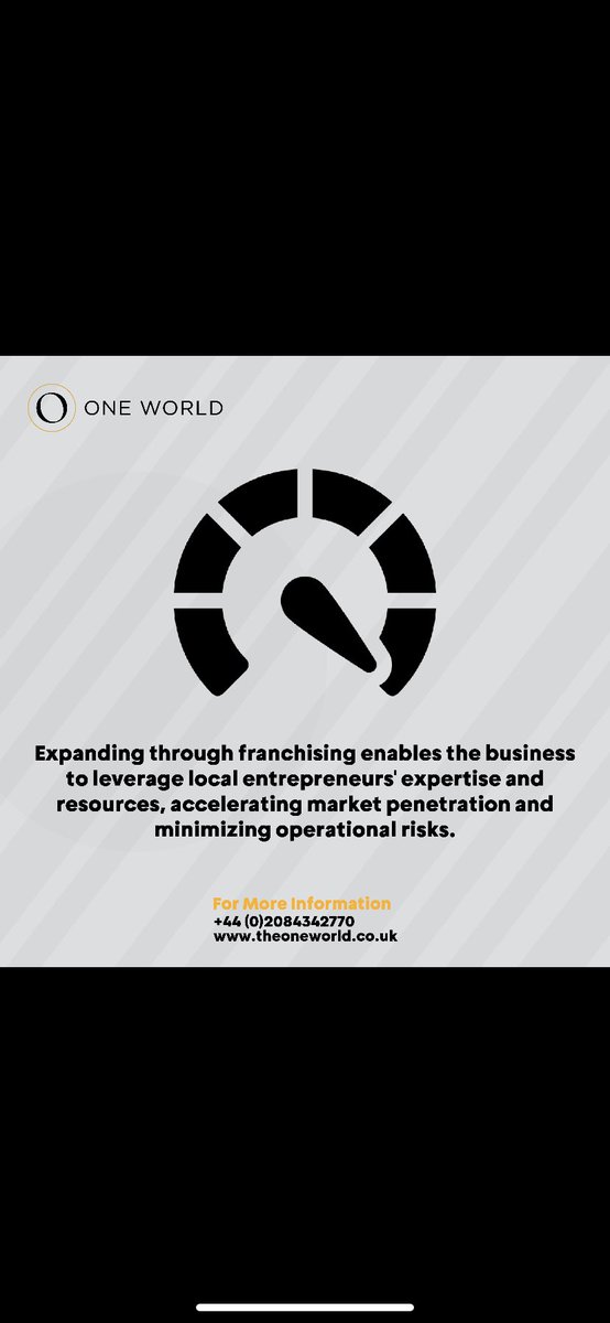 TheOneWorldUK's tweet photo. 🚀 Unleash the power of franchising and invest in your future! 

📲 Contact us on - 02084342770 

#franchiseopportunity #expandyourbrand #unleashyourpotential #theoneworld https://t.co/EMM9fuoO4k