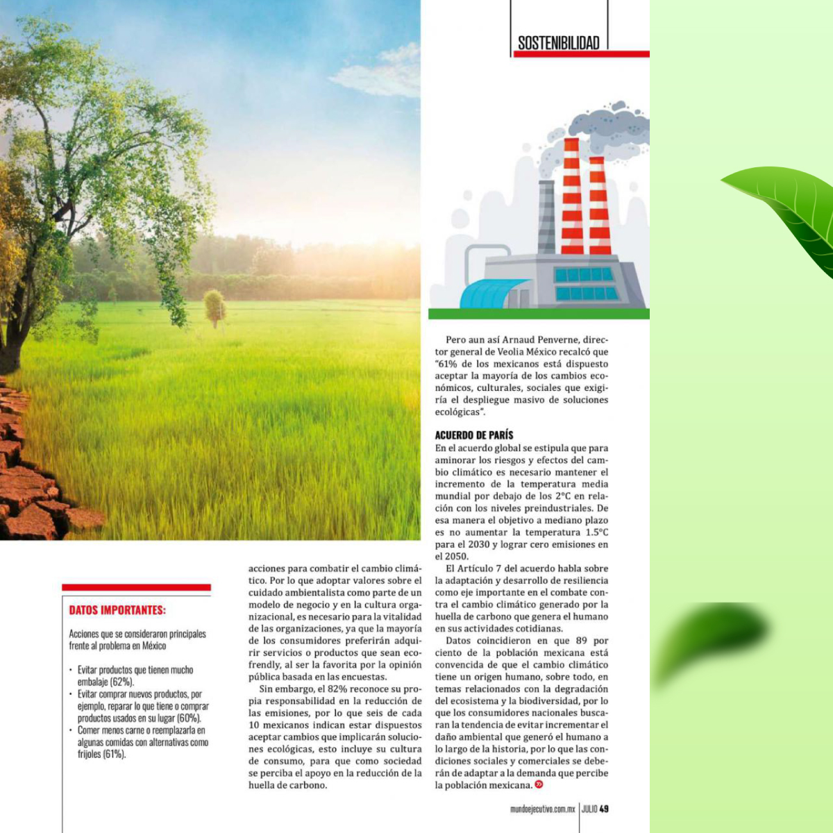 A_PENVERNE's tweet photo. Los invito a leer este artículo que recopila datos de la encuesta, el “Barómetro de la Transformación Ecológica” que realizó @VeoliaMx junto con @Elabe. 
Gracias a la revista @MundoEjecutivo por invitarnos a participar en esta publicación. https://t.co/r6ZeKhyYjA