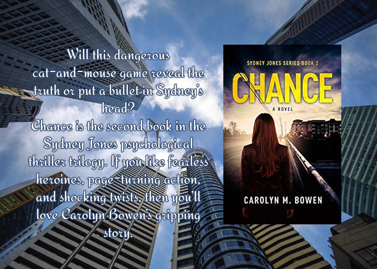 Chance - A Novel: Psychological Thriller (Sydney Jones Series Book 2) by Carolyn Bowen
#romance #suspense
If you like fearless heroines, page-turning action, and shocking twists, then you’ll love Carolyn Bowen’s gripping story.
owlandpussycatbookpromo.blogspot.com/2023/07/chance…
