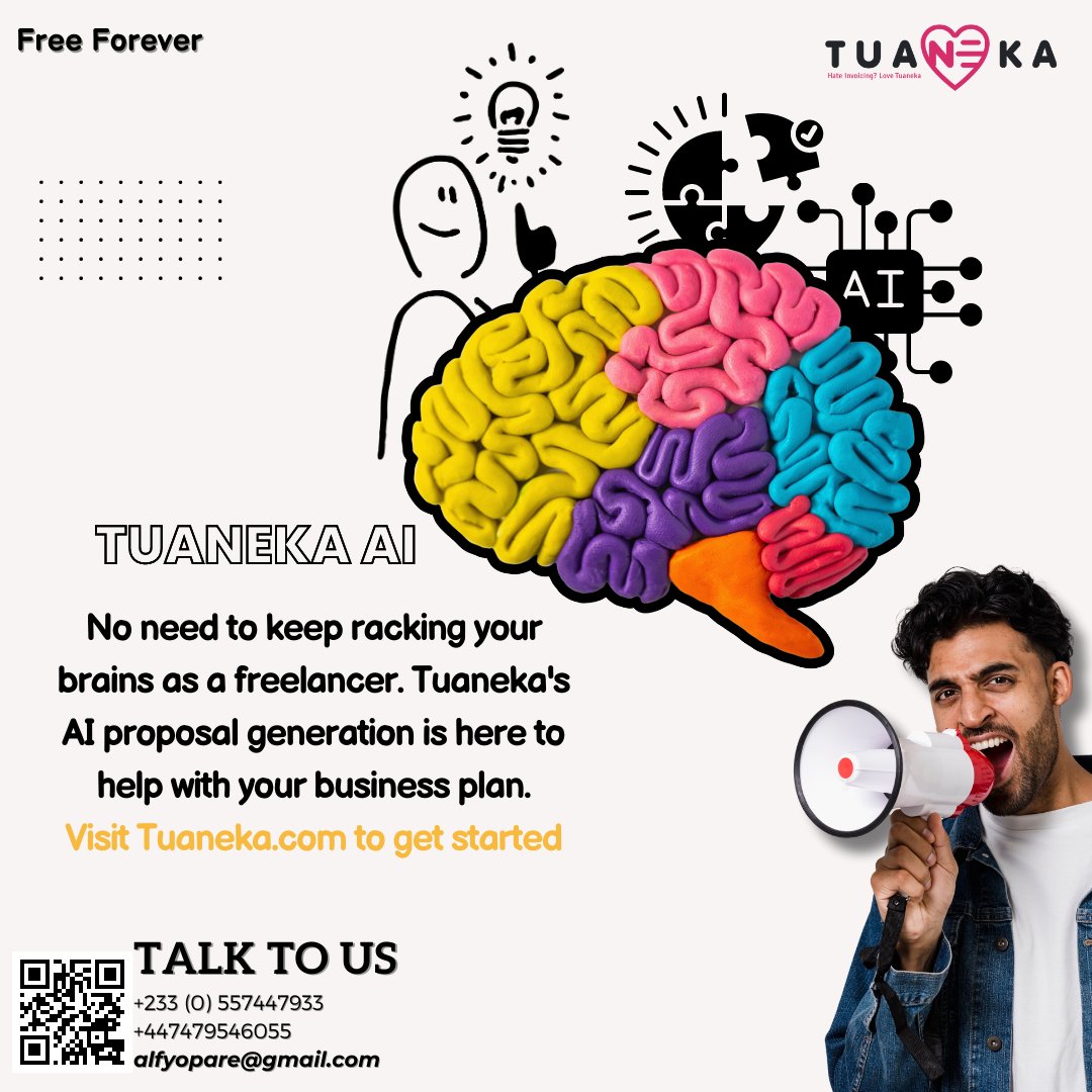 TuanekaLtd's tweet photo. You should embrace the future AI. 
Our proposal generation helps freelancers and small startups stand out from the competition.

Are you ready with the new move with Tuaneka?
#Thetuanekamovement
#aicompliance
#startups 
#proposals https://t.co/bIW8UdPOOk