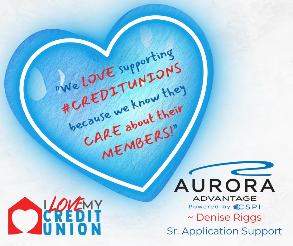 #AuroraAdvantage is proud to partner with #creditunions across the USA &amp; in the Caribbean to support the #creditunionmovement. We are thankful to work in an industry full of passion and commitment to inspire financial well-being for all 💙

#ilovemycreditunionday