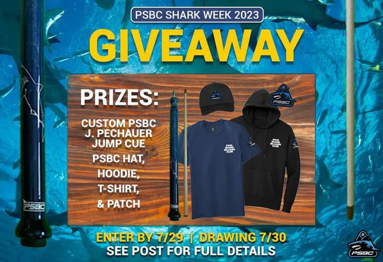 In honor of #SharkWeek, we have a NEW shark themed J. Pechauer Jump Cue to give away! Winner will also receive some PSBC merch.  Head over to our Facebook Page or Instagram to enter! 

🎱🦈
