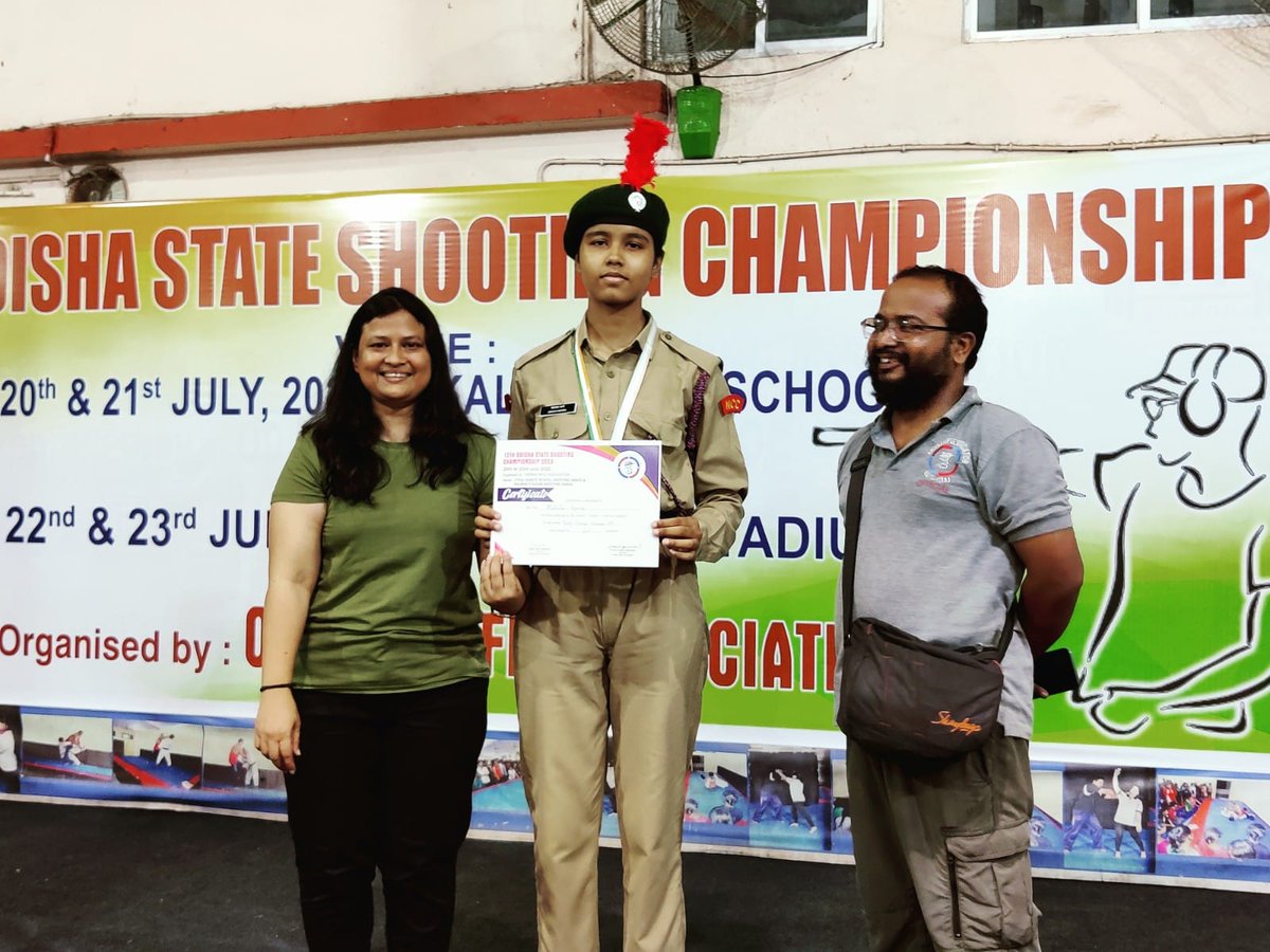 NccSoa's tweet photo. Cdt Bidisha Karna, SOA NCC 1(O) Girls Bn, ITER SOA won Gold Medal in 50 metre prone Peep Sight  (junior women) category in 12th Odisha State Shooting Championship (OSSC) conducted at Kalinga Stadium Shooting Range from 20th July to 23rd July 2023 https://t.co/pmZOidOGUi