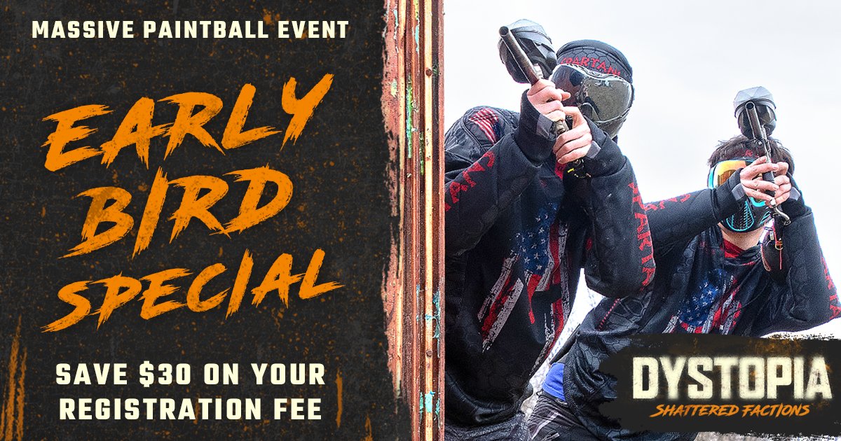 WRPaintball's tweet photo. Are you ready for the next scenario event? Sign up during the Early Bird special and get $30 off your admission tickets 👍

Sign up online at: https://t.co/hqetK7wahl

#WhiteRiverPaintball #Paintball #BootCamp #ScenarioEvent #AndersonIN https://t.co/hOF0h87QjG