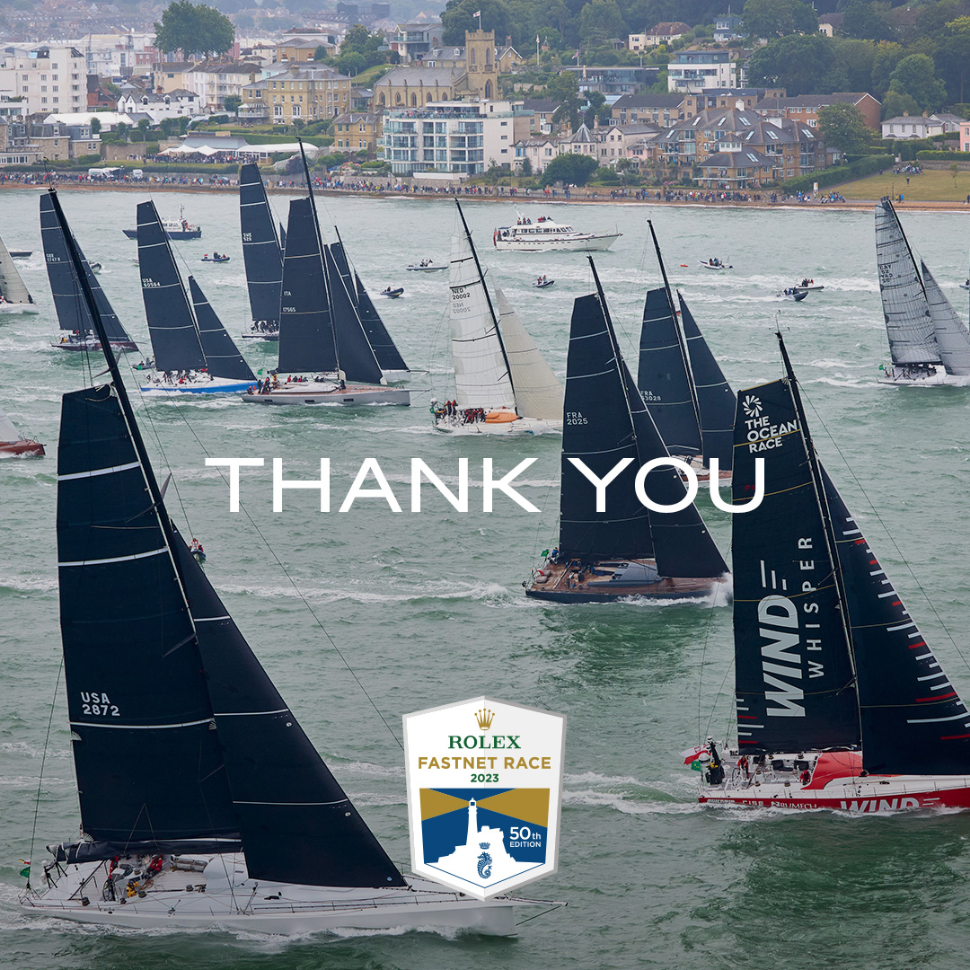 ROLEX's tweet image. Thank you Royal Ocean Racing Club for an unforgettable 50th edition of the Rolex Fastnet Race. With winds gusting over 40 knots, Max Klink’s Botin 52 Caro overcame the elements to claim overall victory at Cherbourg-en-Cotentin. #RolexFamily #RolexFastnetRace #Perpetual