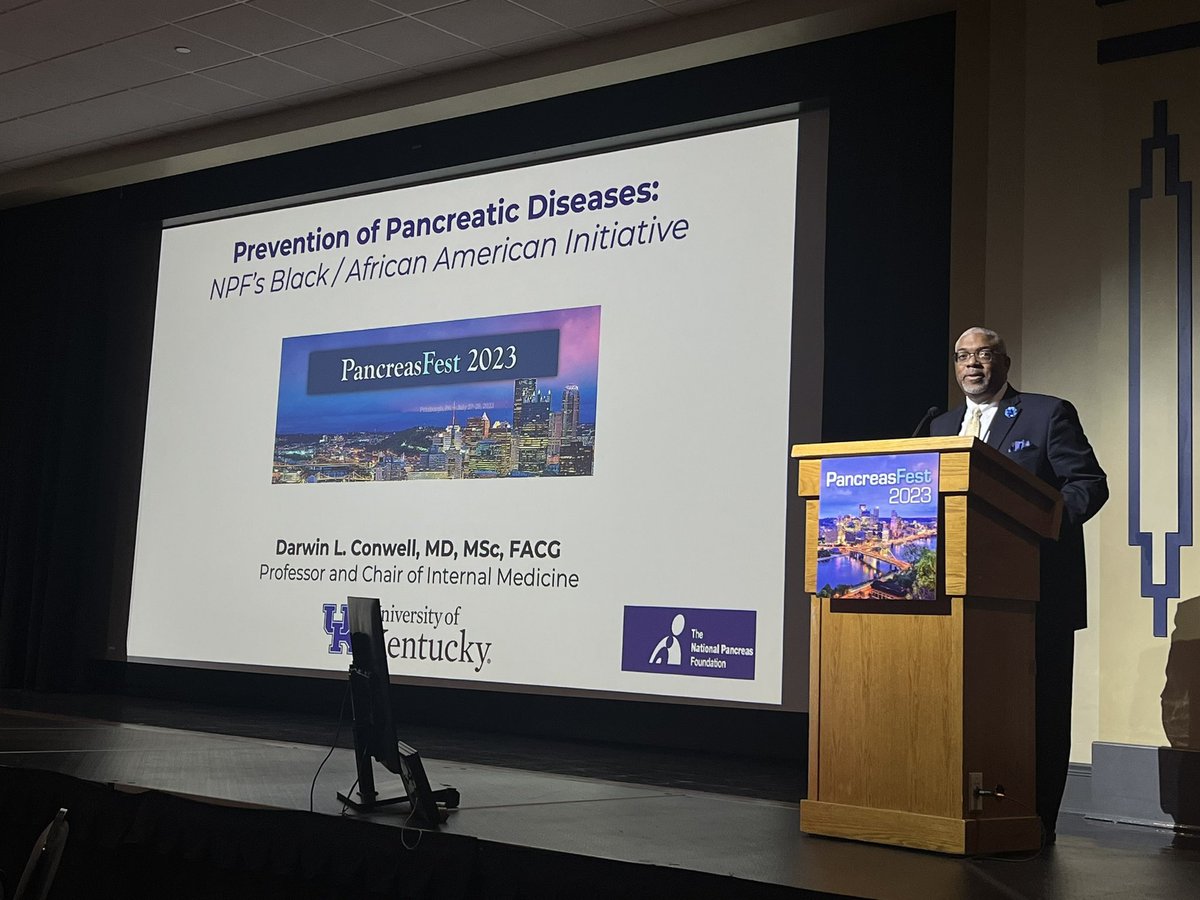 Darwin Conwell, MD, MSc presenting “Prevention of Pancreatic Diseases: NPF’s Black/African American Initiative” at #PancreasFest23 @DarwinConwell <a href="/Universityofky/">University of Kentucky</a> <a href="/UKYMedicine/">University of Kentucky College of Medicine</a> #GITwitter
