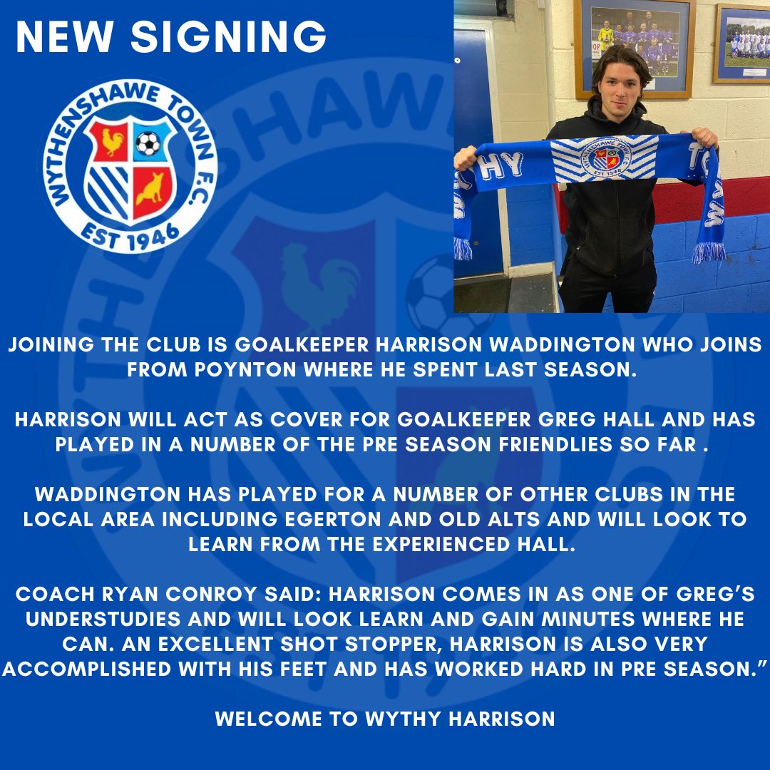 WTFC1946's tweet photo. New signing ✍️ #WelcomeHarrison #Wythytown https://t.co/dOessh3uQe