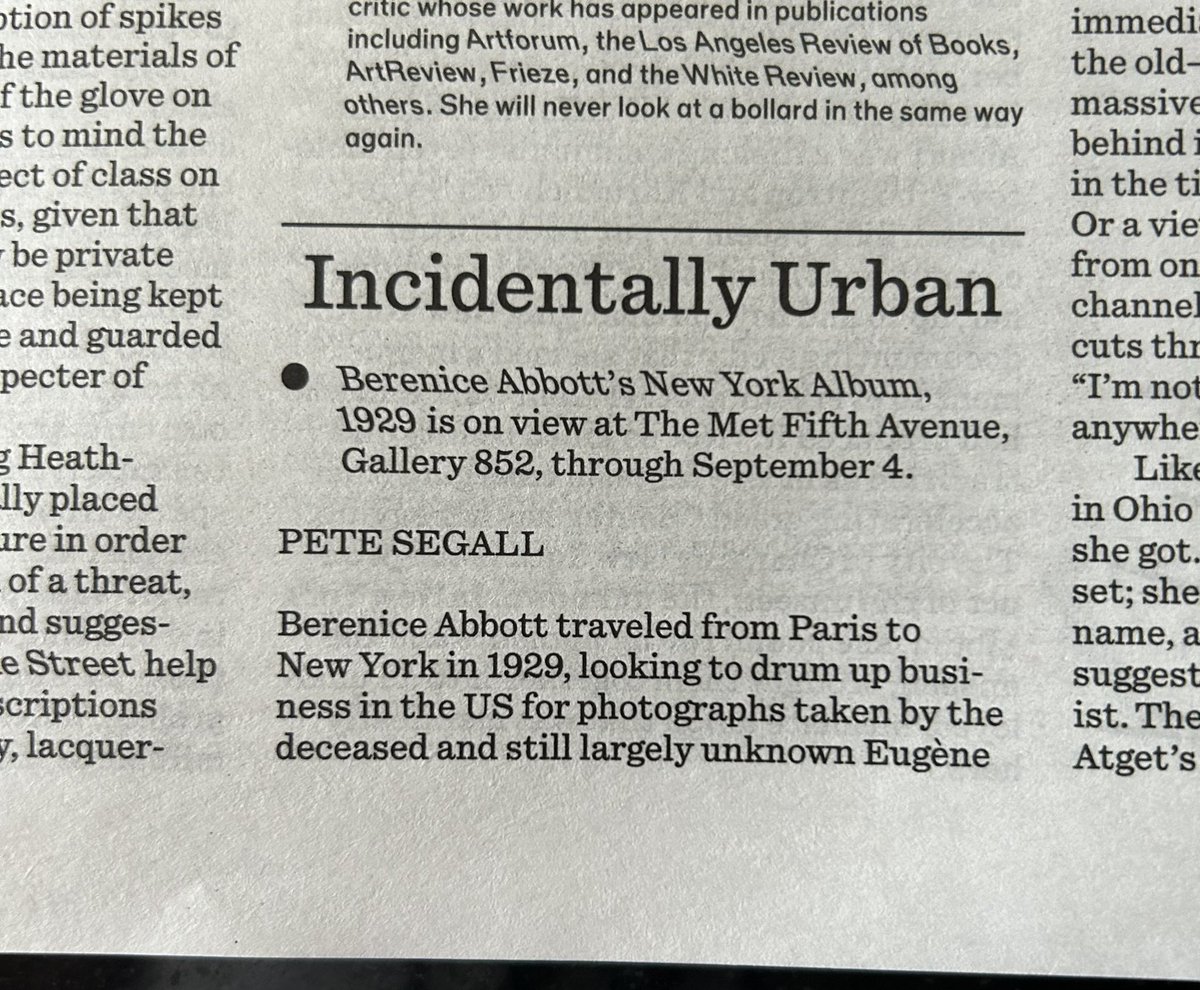 finally got my new issue of <a href="/nyreviewofarch/">New York Review of Architecture</a> w my review of the berenice abbott exhibit at the met (check them both out!)