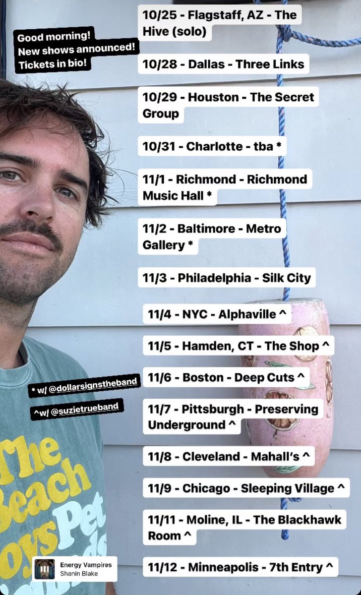Some more shows announced!! With the likes of <a href="/suzietrueband/">⛓️☁️🎀 𝓈𝓊𝓏𝒾𝑒 𝓉𝓇𝓊𝑒 🎀☁️⛓️</a> and <a href="/DollarSignsBand/">dollar signs the band</a> and even a <a href="/mattpless/">Matt Pless</a> appearance. Tickets in bio gunna paint a flyer rn!!