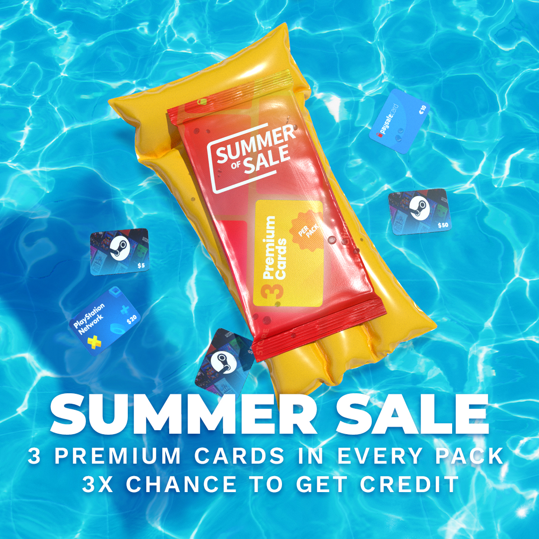 The Credit of Choice Premium Pack is only available for a short time in the Summer Sale! 🌴😎
Get the Pack until 06/08 and get THREE Premium Cards from each Pack! Each of these Cards can contain credit of your choice from €5 up to €100! 🤑

▶ go.lootboy.app/start