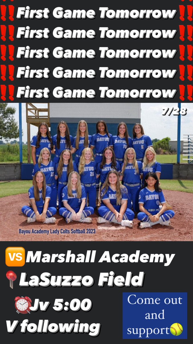 IT’S GAME DAY!!
I can’t believe the season is already starting!! Come out and support today!!🥎🥎