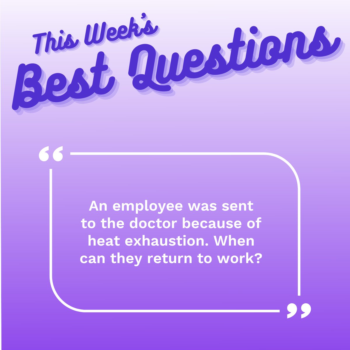 Check out the answers to This Week's Best Questions and other pertinent workplace health information on our blog: bit.ly/3q2tX8D