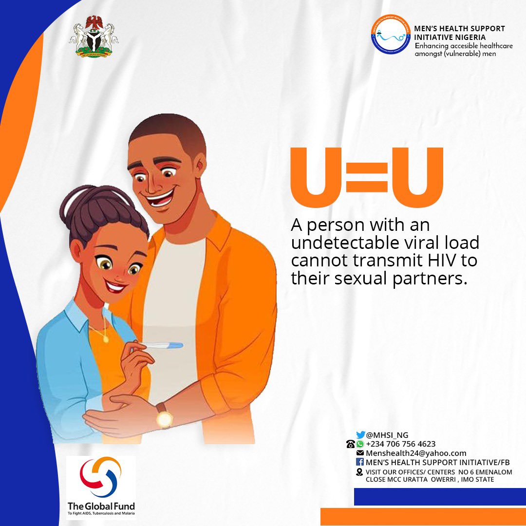 MHSI_NG's tweet photo. Consistent Administration of ARV's for #HIV treatment (Management) leads to Viral Suppression, thus making it impossible for transmission to one's sexual partner. #U=U, talk to us on the journey of achieving Undetectable and Untransmittable HIV Status @nacanigeria @globalfund ✅ https://t.co/7LKXkuaSsH