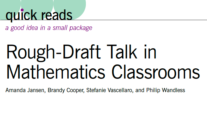 Please join us on Tuesday, Aug 1, at 7 pm Eastern to talk about our @NCTM article about #RoughDraftMath - this is a journal club meeting for MTLT - our article was originally published in Mathematics Teaching in the Middle School Register Here: nctm.org/online-learnin…