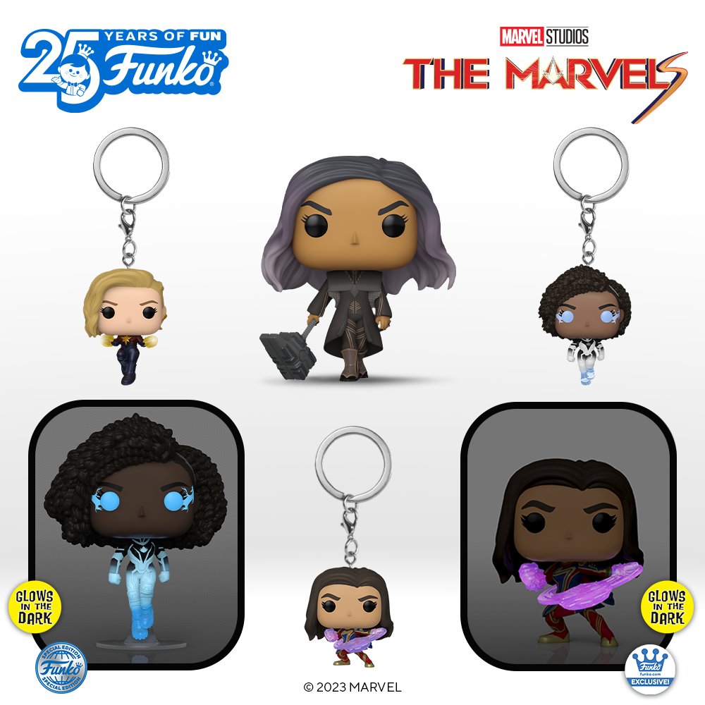 FunkoEurope's tweet photo. Blink and you’ll miss it! Team up with new collectibles from Marvel Studios’ The Marvels as they test the limits of their connection. Who will switch things up in your collection?

Be the first to know when they’re in stock: https://t.co/sK7WNGbPuO. Look out for the exclusives heading to:
Ms. Marvel (Glow)
🇬🇧 The Entertainer
🇫🇷 Micromania
🇪🇸🇵🇹 El Corte Ingles
🇬🇧🇪🇺 https://t.co/7loZ6HjbjA

Photon (Glow)
🇬🇧 Coming to local comic book stores across the UK
🇩🇪🇦🇹🇨🇭Hunter & Collectors
🇬🇧🇪🇺 https://t.co/7loZ6HjbjA

Captain Marvel
🇫🇷 FNAC
🇪🇸🇵🇹 El Corte Ingles
🇬🇧🇪🇺 https://t.co/7loZ6HjbjA

Ms. Marvel/Captain Marvel/Photon Pop! Moment
🇬🇧🇪🇺 https://t.co/7loZ6HjbjA

Ms. Marvel (Funko Web)
🇬🇧🇪🇺 https://t.co/7loZ6HjbjA