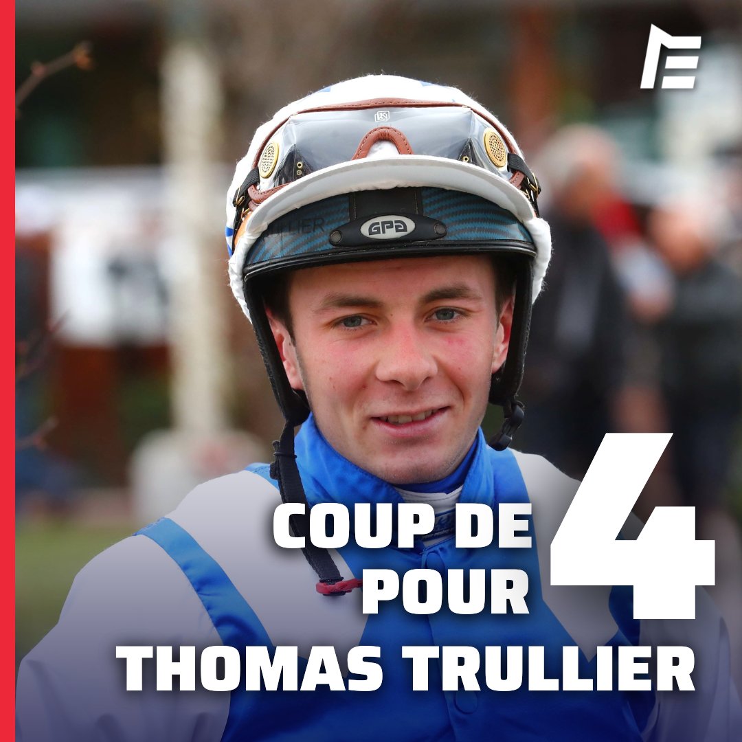 🏆 𝗧𝗵𝗼𝗺𝗮𝘀 𝗧𝗿𝘂𝗹𝗹𝗶𝗲𝗿, l’homme du jour au #Touquet. Il réalise le premier coup de 4 de sa carrière.

🐴𝗝𝗲𝗹𝗶𝗲𝗹 (D.Schoenherr)
🐴𝗭𝗮𝗿𝗶𝗰𝗮 et 𝗩𝗮𝗿𝗲𝗻𝗻𝗮 (J.Phelippon)
🐴𝗣𝗿𝗶𝗻𝗰𝗲𝗱𝗲𝘀𝗰𝗵𝗮𝗺𝗽𝘀 (C.Auvray)