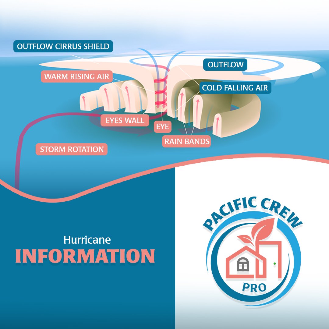 Layered Structure: Hurricanes have a layered structure made up of different regions. The eye of the hurricane is a zone of calm in the center, surrounded by the eye of the wall, where the most intense winds are found. #hurricaneflorida #hurricaneprotection  #hurricaneinformation