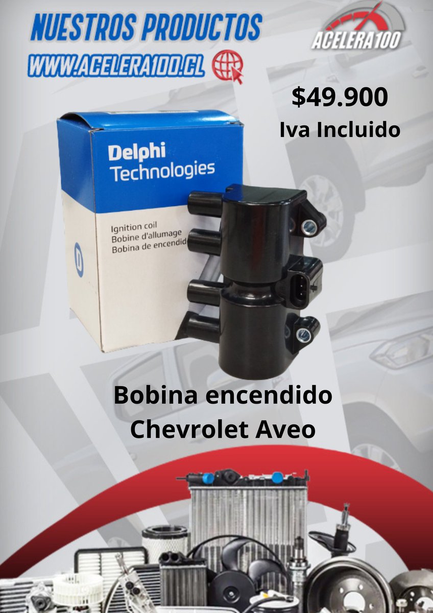 Acelera100_'s tweet photo. 🔴🔴 Tenemos para usted esta "Bobina de Encendido Chevrolet Aveo". Todo acá en "Acelera 100" 🚙🚗🚘

📲WhatsApp +569 45500798. Realizamos envíos a todo el país 🇨🇱

#Repuestos #Acelera100 #Repuestosautomotrices #VentadeRepuestos #DistribucióndeRepuestos #ChevroletAveo https://t.co/zVcCG6Vipu