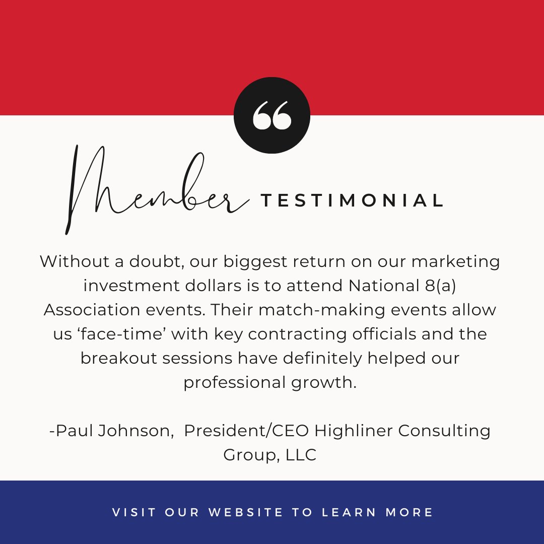 National 8(a) Association conferences are packed with networking, educational sessions, business-to-business matchmaking, and more! Learn more about us here - national8aassociation.org.