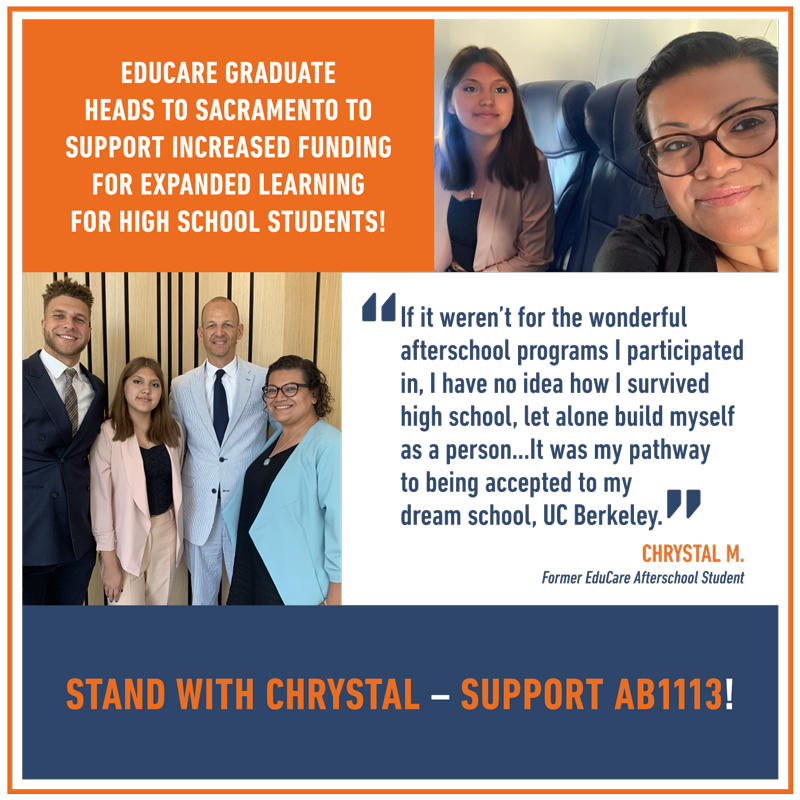 educare_fdn's tweet photo. Shoutout to Chrystal M., a passionate and articulate EduCare graduate – along with EduCare's Magaly Barajas, she went to Sacramento and advocated for funding for high school afterschool programs!
#EduCare  #Afterschool  #GoChrystal  #CALeg   #CABudget   #StandUp4Teens https://t.co/atsONfyo7N