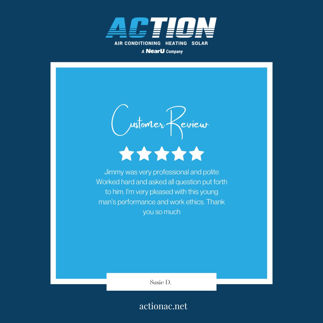 ActionAirCA's tweet photo. We'd like to share some wonderful five-star reviews! We not only value our customers, but we value our employees as well. Visit https://t.co/sytv0gg0gb and receive 5-star worthy customer experience with our wonderful techs! #fivestar #customerexperience #actionair https://t.co/gaARqdZenn
