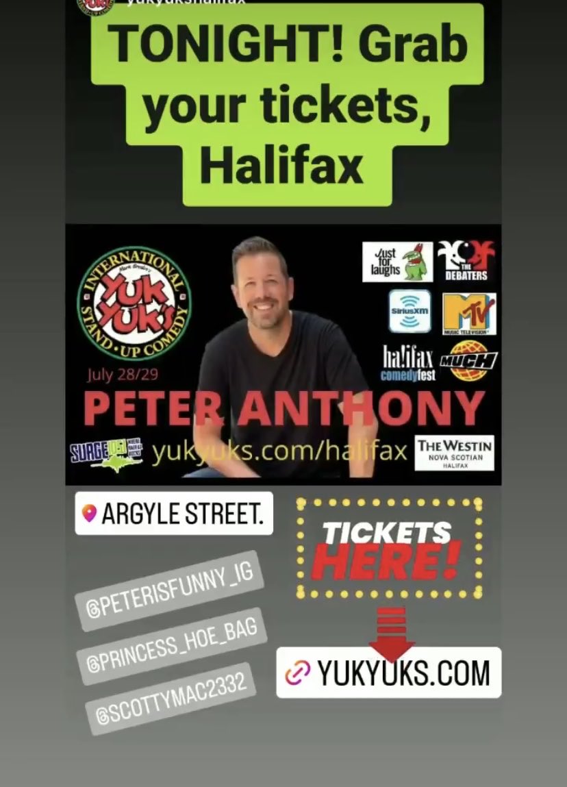To all my friends in Halifax my little brother ⁦<a href="/peterisfunny/">Peter Anthony</a>⁩ is headlining at ⁦<a href="/yukyukshalifax/">Yuk Yuk's Halifax</a>⁩ tonight.