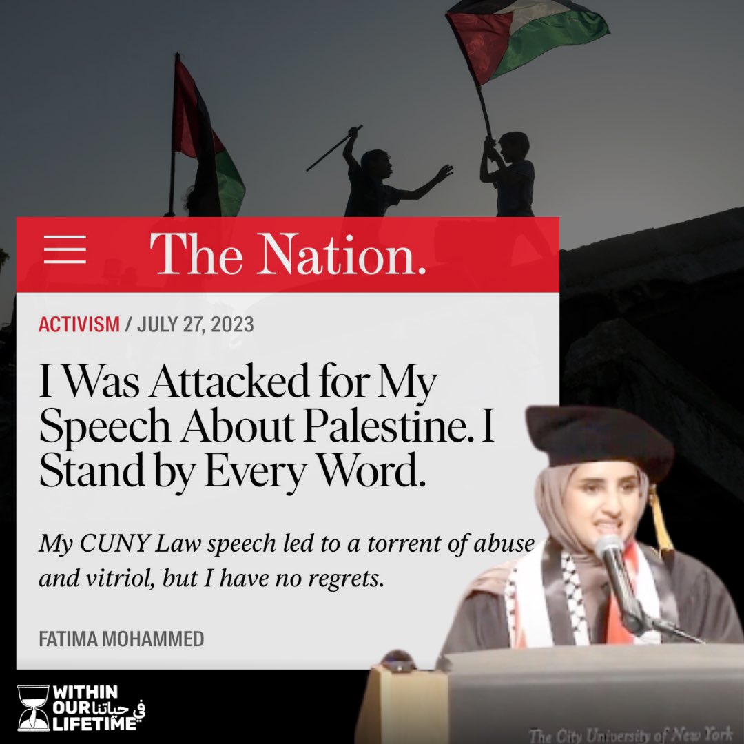 WOLPalestine's tweet photo. #WeStandWithFatima — Yesterday our comrade Fatima published a powerful Op-Ed in The Nation entitled “I Was Attacked for My Speech About Palestine. I Stand by Every Word.” Read her message of steadfastness and unwavering support for Palestine here: https://t.co/2Gca7Vjs5G https://t.co/9PxMpRmkyS