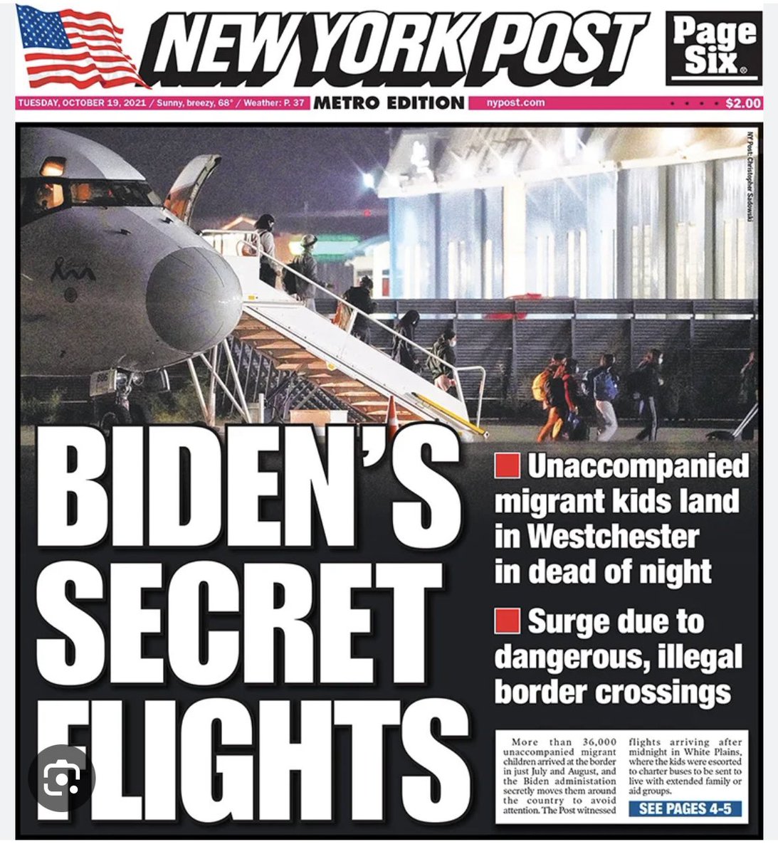 mirandadevine's tweet photo. This is such an abomination. The inside story of those migrant flights @nypost tracked into Westchester and tried to follow the buses and tried to FOIA (still waiting) and got lied to by Mayorkas and HHS about while the rest of the media ignored the story or parroted  official lies… Turns out the  government was dropping these teenagers off with “sponsors” they DIDN’T KNOW, a whistleblower tells @KyleSeraphin. The Biden administration told us they were “kids” but most we saw coming off flights were grown males, late teens early 20s, though there were a few girls on one or two flights. https://t.co/Yif6pRn65t