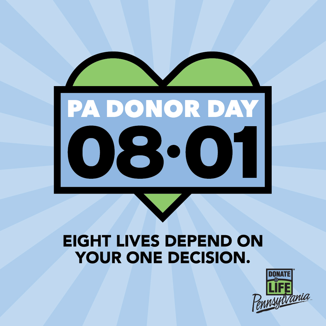 Organ and tissue donation is a public health crisis in Pennsylvania with more than 7,000 patients in need of a life-saving transplant. Join us to educate and register donors as part of #PADonorDay on August 1st. 💚💙  Learn how you can get involved: donatelifepa.org/padonorday/