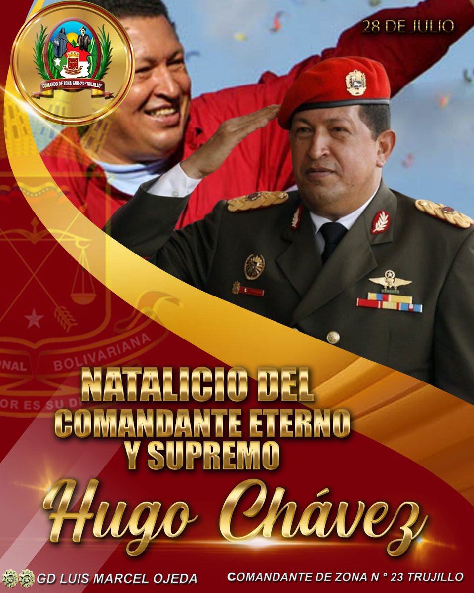 📆 || Desde el <a href="/CZGNB_Trujillo/">GNB Trujillo</a>, Conmemoramos los 69 años del natalicio del Cmdte. Eterno Hugo Chávez, el arañero de Sabaneta. Hoy más que nunca su legado de independencia, justicia social y valores antiimperialistas siguen vigentes.

#AmigoComandante