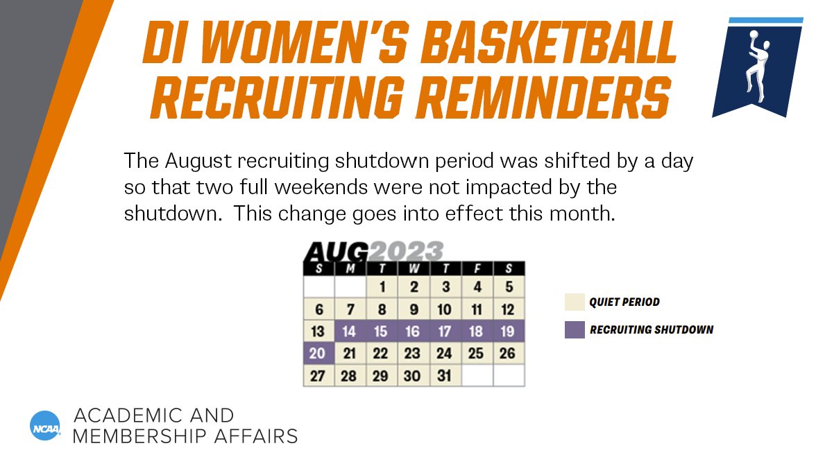 🔔Attention Division I Women's Basketball Coaches🔔

Check out the August Recruiting Calendar