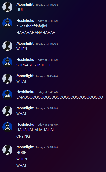 hoshihoku69's tweet photo. Good Morning Twitter.  I refuse to call this site X.  Anyway, I haven't posted a #TraumaWithHoshi post in a hot minute so enjoy some fresh no context trauma with the lovely @GraveVFrost .  #Vtubers #discordscreenshots https://t.co/KzSrVAeY19