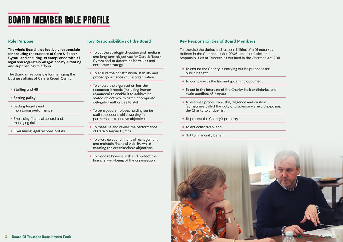 CRCymru's tweet image. 📢 We have three trustee #vacancies!
Do you want to make a difference, influencing better housing and health for older people in Wales? 
We welcome applications from under-represented groups that reflect the diversity of local communities across Wales. careandrepair.org.uk/vacancies/trus…