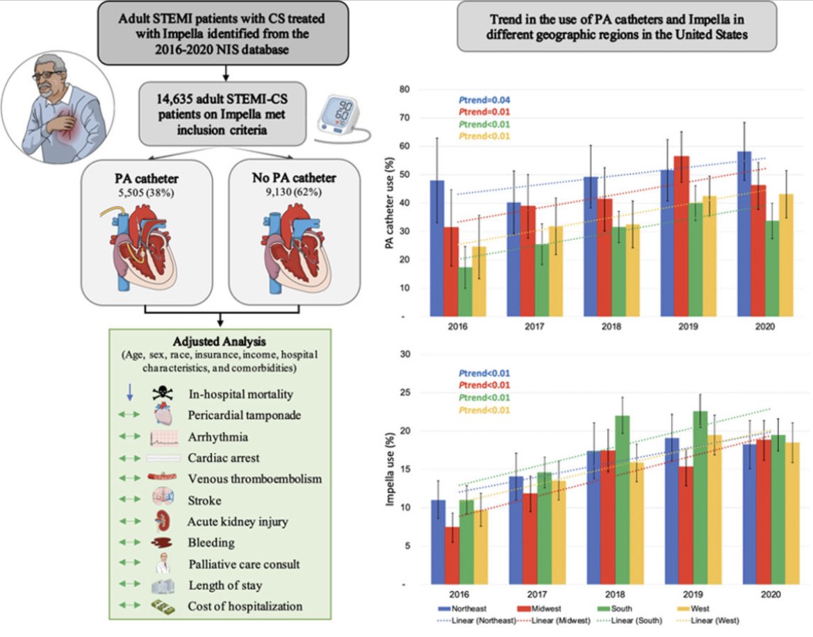 Continued data supporting the use of PAC in the treatment of AMI-CS. Led by @Mahmoud_Ismayl @YasinHussainMD @sealtin1 @SrihariNaiduMD @SVRaoMD @AGoldsweig Perhaps practice is changing? From 2016-2020 there was increasing use of PAC w Impella from 25 to 41% #NCSI