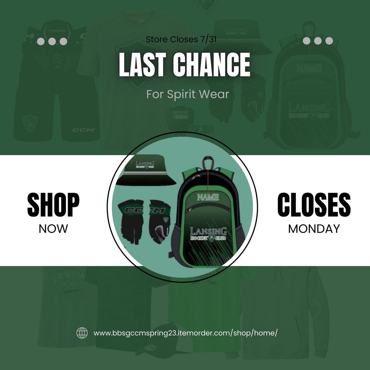 Last ☎️ Store Closes 7/31!

⚡️Gear up in style with the all-new apparel and sporting goods collections for the Lansing Hockey Club!

CCM Store: bbsgccmspring23.itemorder.com/shop/home/

Breakaway Sports Store: …oplansingspartans.breakawaysports.net