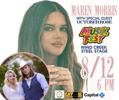 Last year, we headlined the Levitt Pavilion at the SteelStacks, but this summer we’re moving next door to the Wind Creek Steel Stage at Musikfest to open for Maren Morris on Saturday, 8/12! So pumped! 

🎟️Get tix here: musikfest.org/event/13628/ma…