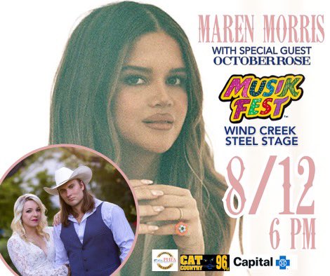 Last year, we headlined the Levitt Pavilion at the SteelStacks, but this summer we’re moving next door to the Wind Creek Steel Stage at Musikfest to open for Maren Morris on Saturday, 8/12! So pumped! 🎟️Get tix here: musikfest.org/event/13628/ma…