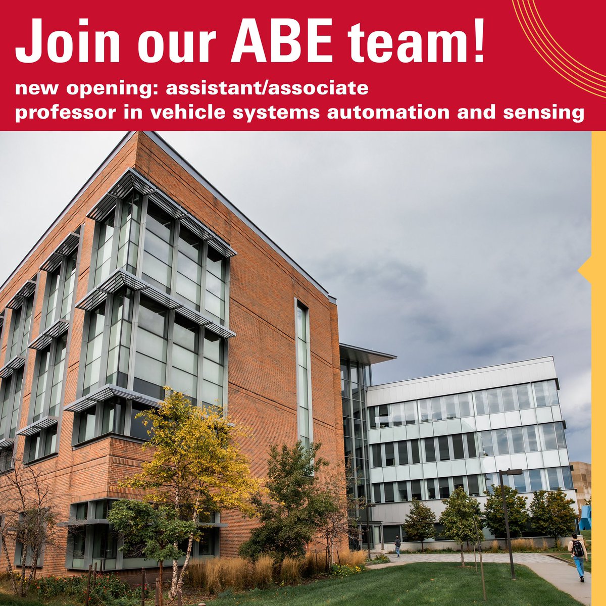 We are hiring! Come join our ABE team as an Assistant or Associate Professor in Vehicle Systems Automation and Sensing!

Apply here: isu.wd1.myworkdayjobs.com/IowaStateJobs/…