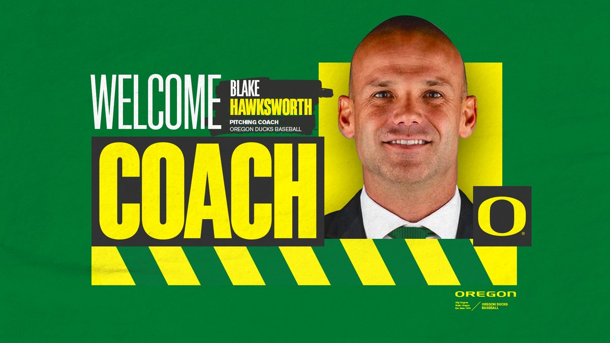 𝐖𝐞𝐥𝐜𝐨𝐦𝐞 𝐭𝐨 𝐎𝐫𝐞𝐠𝐨𝐧

We got our guy. Happy to have <a href="/blakehawk_11/">Blake Hawksworth</a> on board to lead the pitching staff. He brings a wealth of knowledge to the program. #GoDucks 

Press Release: tinyurl.com/2ycu34ox
