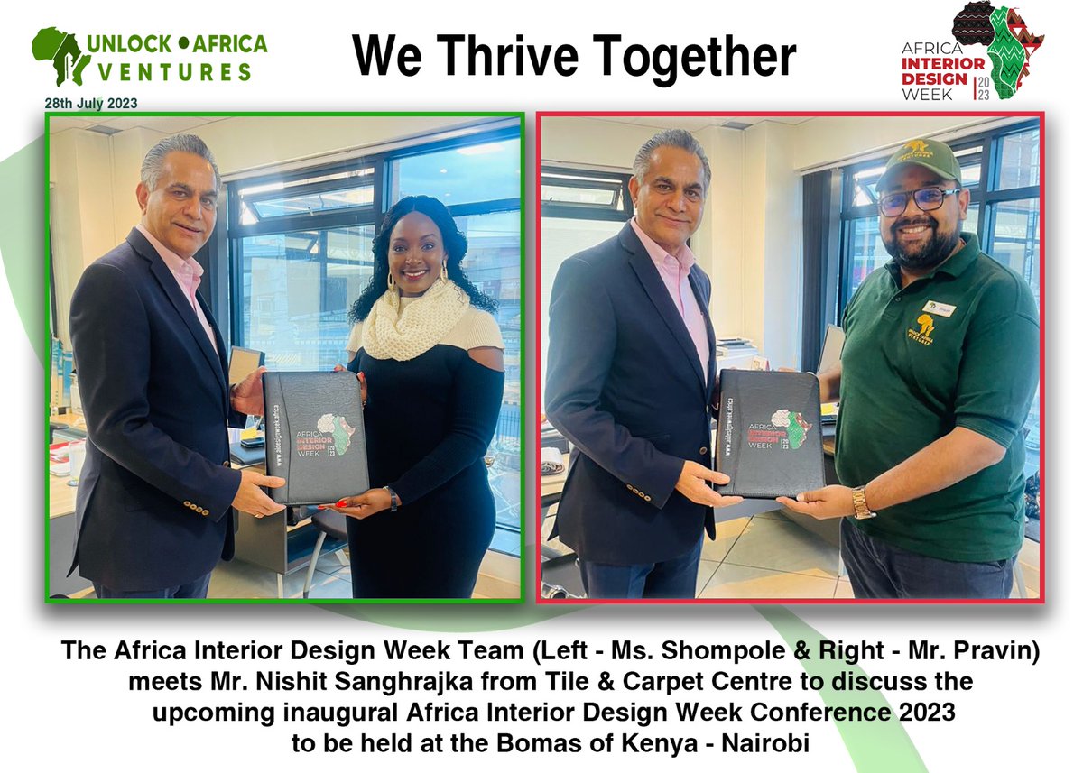 <a href="/aidesignweek/">Africa Interior Design Week</a> team visited <a href="/tileandcarpet/">T&C - Living in style</a> to discuss the upcoming first ever Africa Interior Design Week conference. 
for more details to join aidesignweek.africa 
post by <a href="/mshompole/">Shompole M. Silantoi</a>