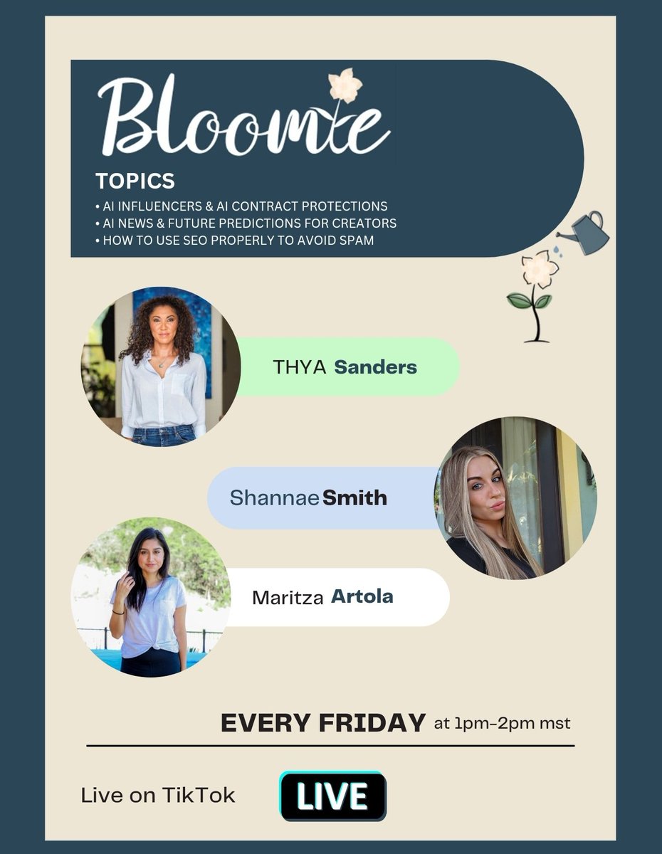 Hello Digital Junkie's 👋 

Today we will be live on tiktok at 1pm MST talking about: 

• AI Influencers and AI Contract Protections 

• AI NEWS &amp; Future Predictions

• HOW to use SEO properly to avoid spam

So come join us and bring your questions, popcorn and a drink because