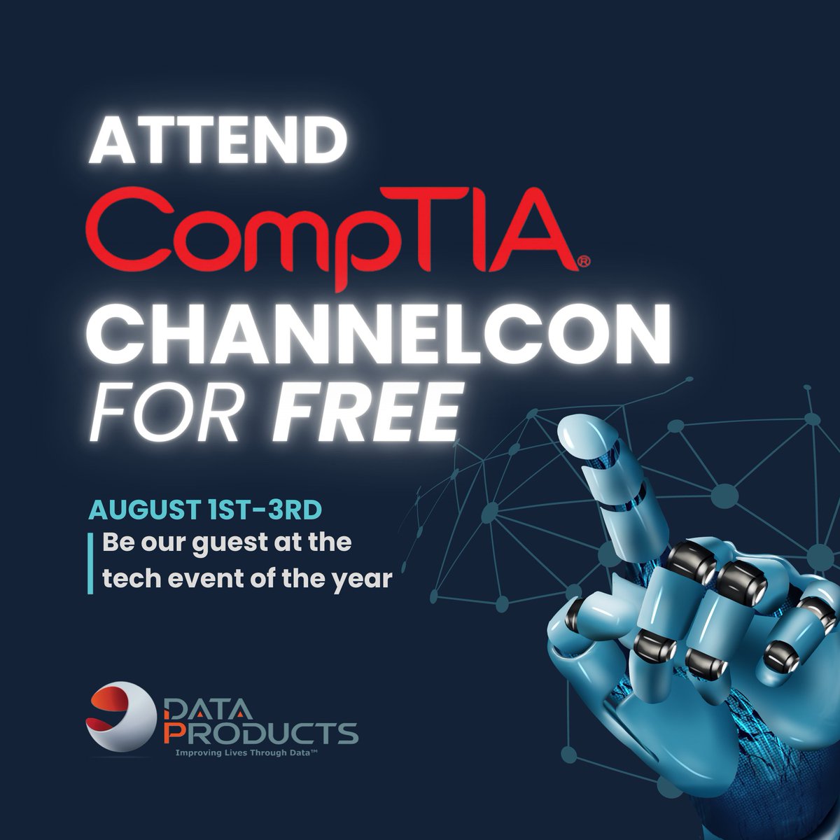 You're going to ChannelCon for FREE - on us!

Click on the link below, enter your email, and we'll send over your free ticket!

dataproducts.io/event/channelc…

#channelcon2023 #channelcon #comptia #comptiacommunity #cdo #cto #csuite #aievent #dataevent #freeevent #freetickets