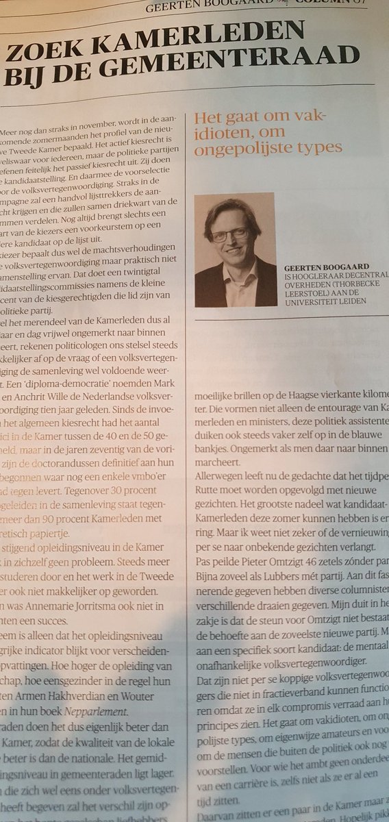 Altijd al gezegd: beste bestuurders en ambtenaren zitten niet in Den Haag maar bij de gemeenten. Blij dat de Hoogleraar dat eindelijk ook vindt.