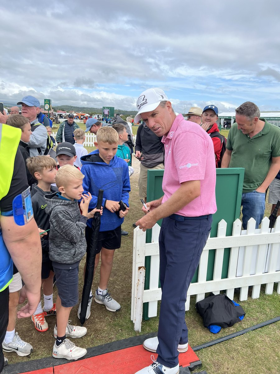 TroyMartinGolf's tweet photo. Happy birthday, boss! A spot on top of the leaderboard is a nice present #TeamAlker #SeniorBritishOpen #RoyalPorthcall https://t.co/eHJqdUaDaT