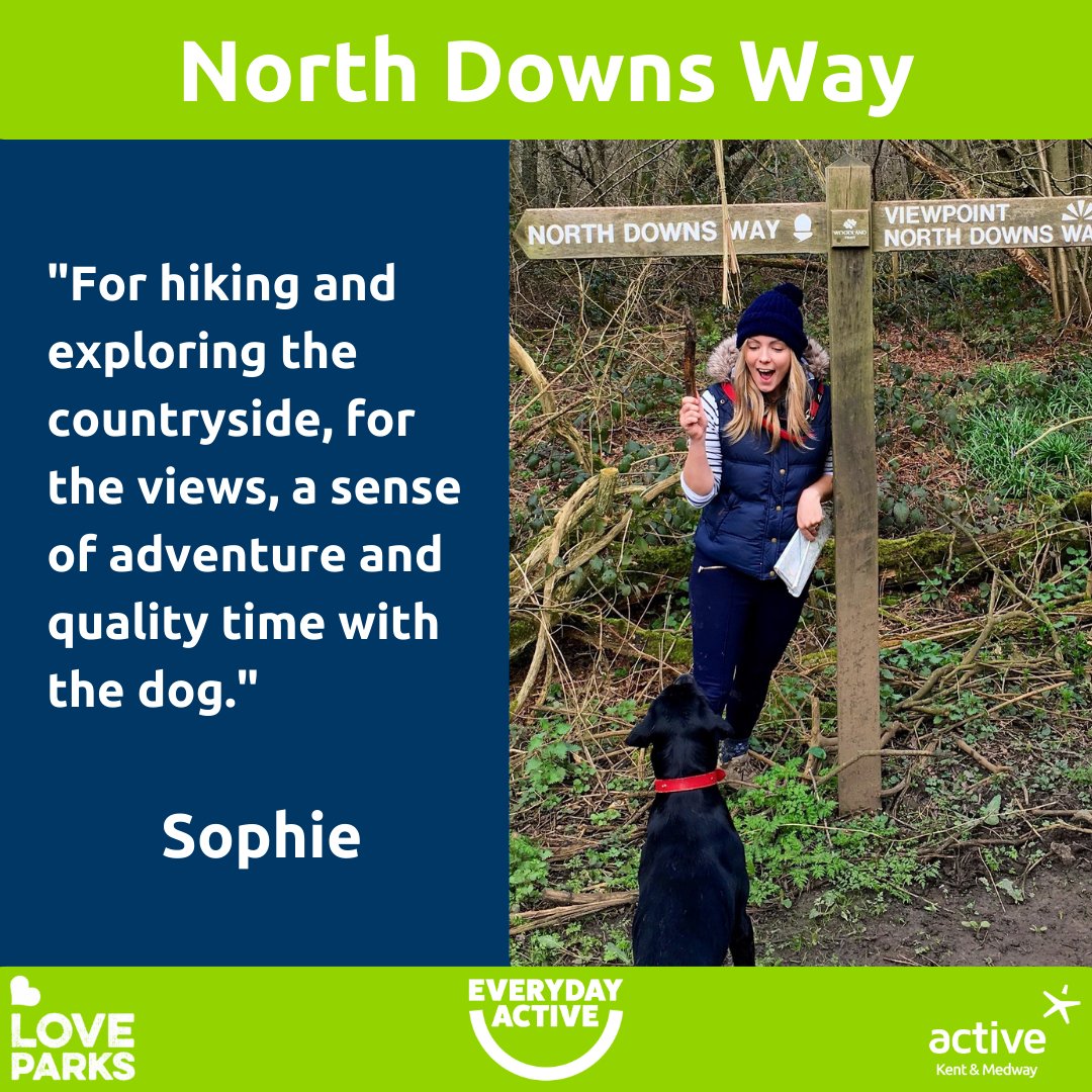 It's #LoveParks Week! 🏞️🌲

To celebrate we've asked our team to tell us why they love a particular park &amp; what they use it for.

Sophie, our Funding and Partnerships Manager, likes to visit North Downs Way to spend quality time with her dog and to get a sense of adventure! 🐕