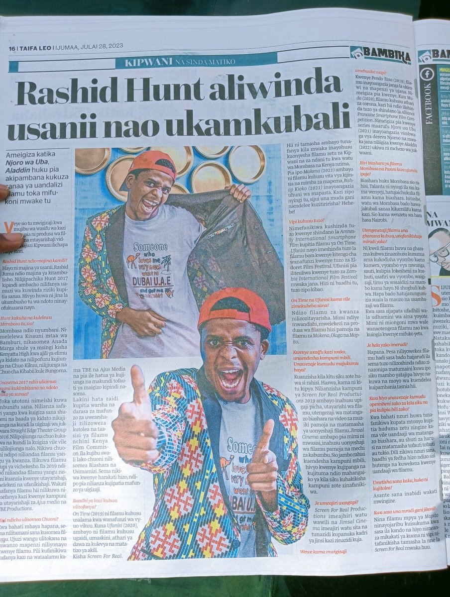 rashidhunt's tweet photo. Pata nakala yako ya @taifaleo umjue msanii wako.😊
Alhamdulillah ✨ https://t.co/KvN3kk7911