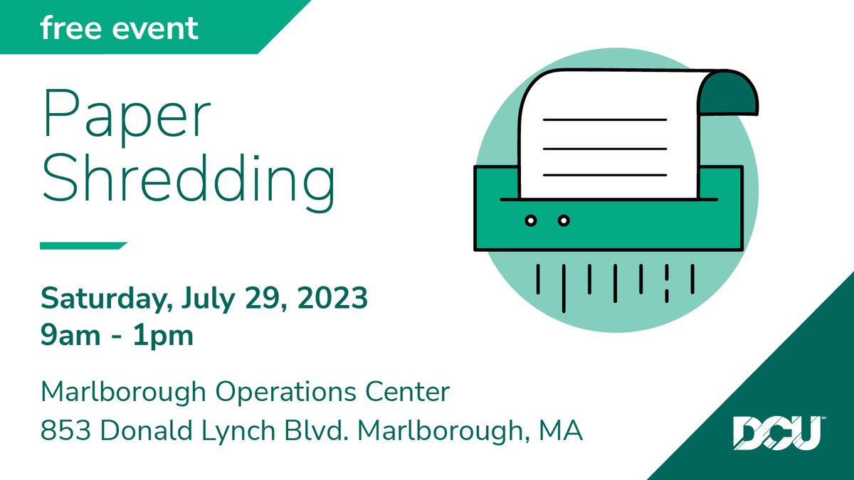 REMINDER: FREE Shredding Event TOMORROW in Marlborough, MA! We've partnered with E.L. Harvey &amp; Sons and their team will shred your papers on the spot, ensuring complete confidentiality – no signup necessary. We will also be collecting school supply donations to benefit <a href="/508Young/">508 Forever Young</a>.