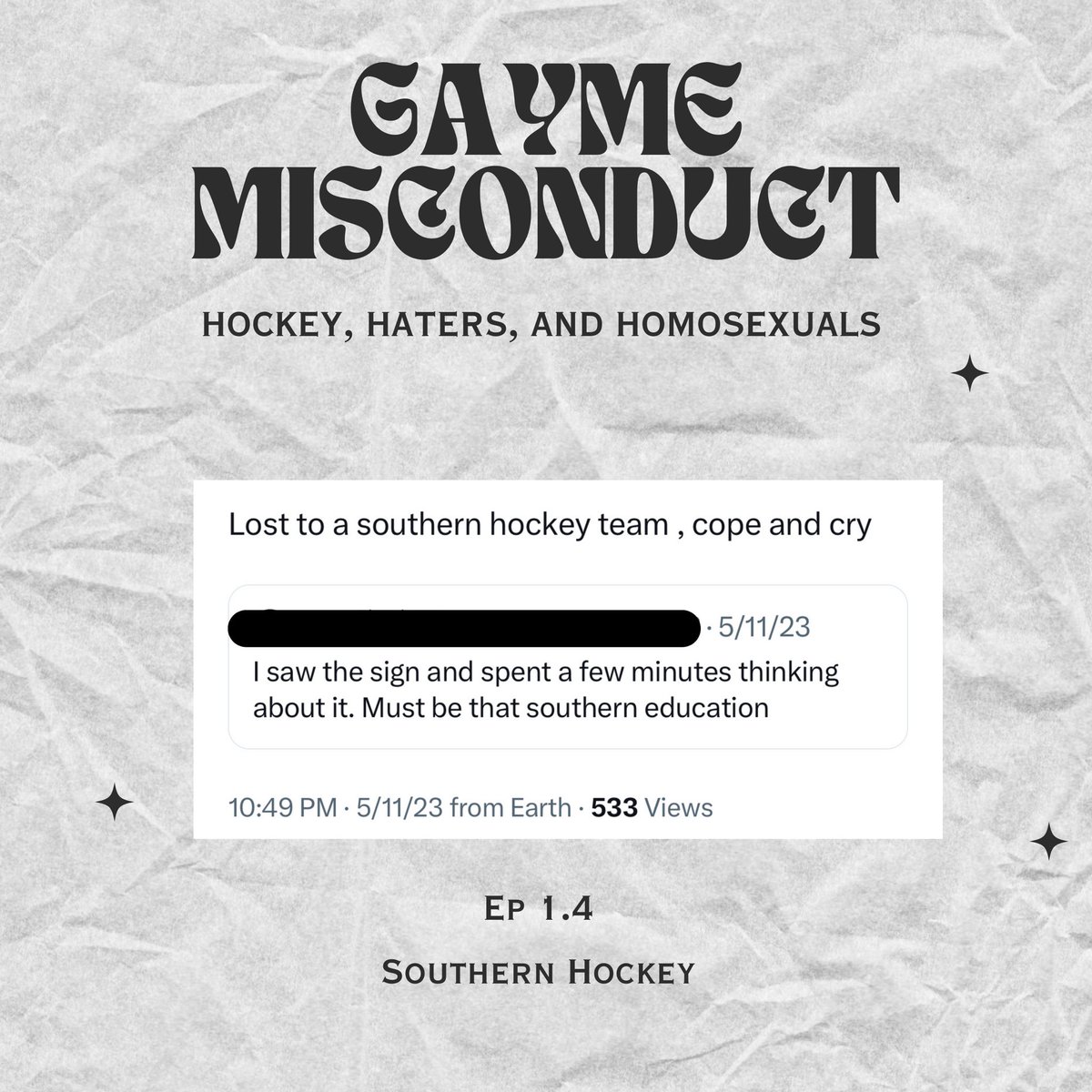 GaymeMisconduct's tweet photo. In honor of one of our hosts moving to Canes country next week, it’s officially time for our episode on southern hockey! 

Ironically enough, their move has delayed this episode from this weekend to mid-week next week, we’ll see you guys then! 

#GaymeMisconduct
#southernhockey https://t.co/xbWwqwmYmV