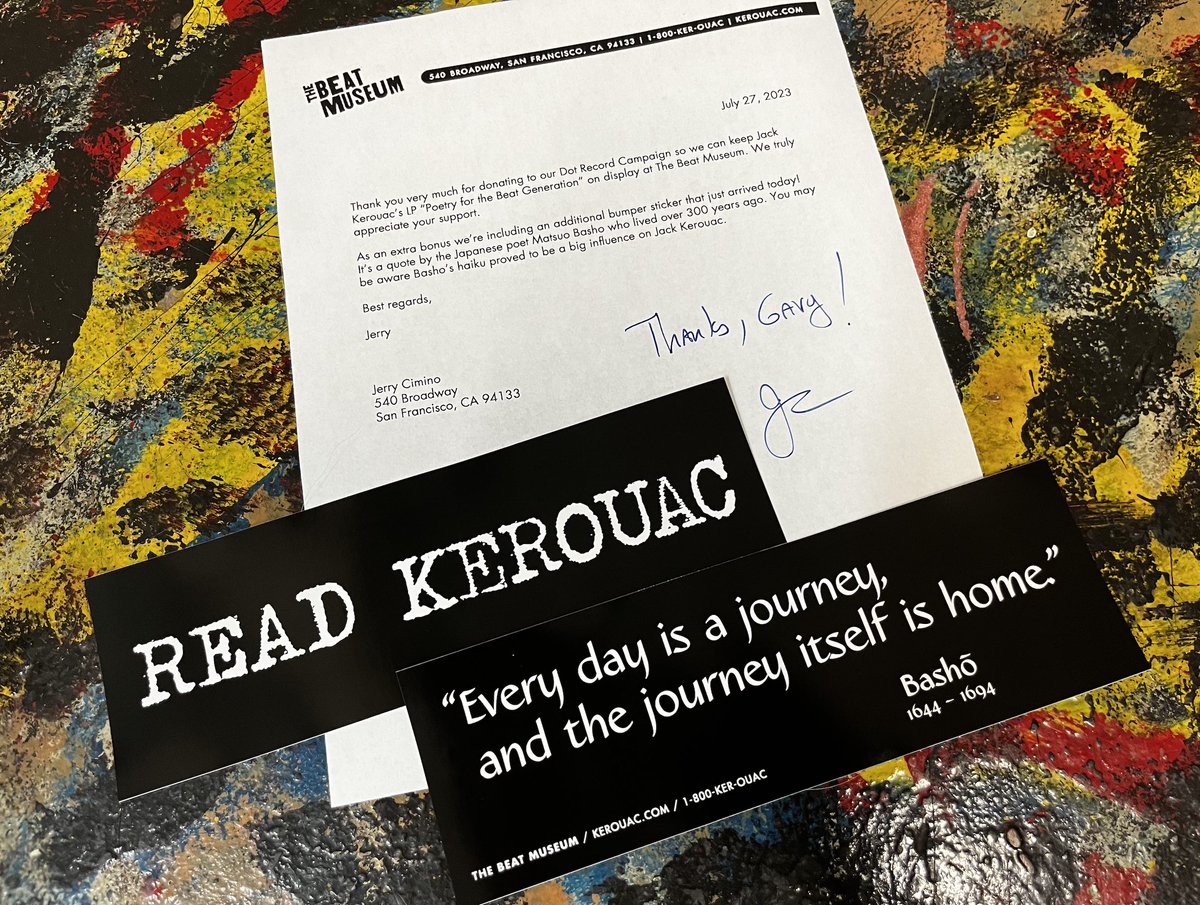 KerouacDotCom's tweet photo. POETRY FOR THE BEAT GENERATION
We've mailed out dozens of letters just like this one in the last two days to keep the ultra-rare Dot Record copy of Jack Kerouac's "Poetry for the Beat Generation" on display at The Beat Museum. Here's the story. https://t.co/OYC22Wn8T2 https://t.co/TxMWRopNqW